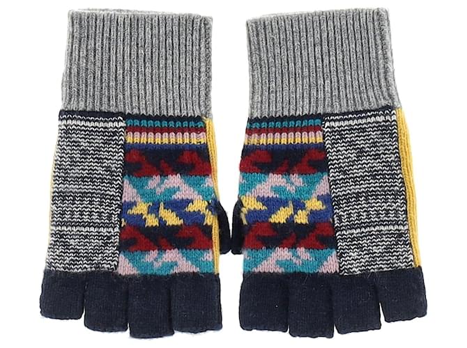 Burberry Patterned Fingerless Gloves in Multicolor Wool Multiple colors Cotton  ref.1292302