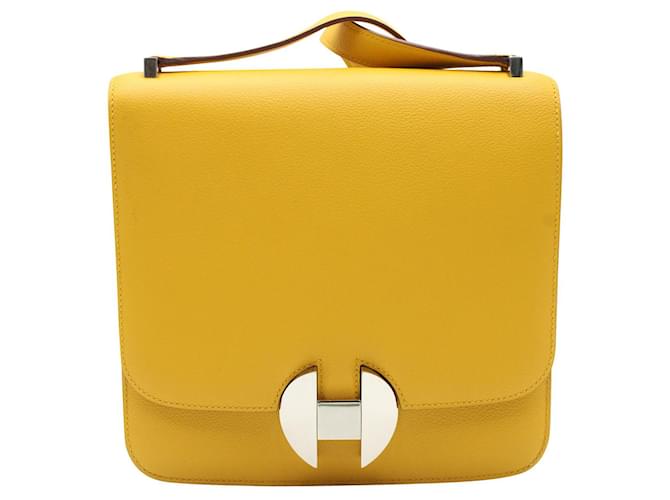 Hermès Hermes Evercolor 2002 20 Bolsa de ombro em couro amarelo mostarda 'Jaune Ambre'  ref.1292304