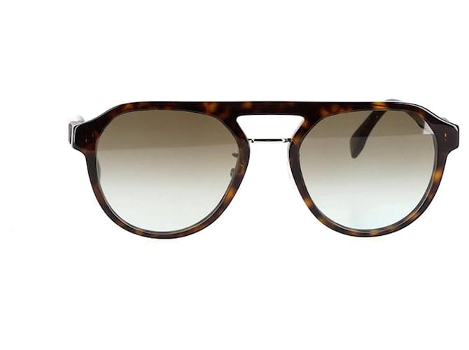 Gafas de sol de carey estilo aviador Fendi en acetato marrón Negro Fibra de celulosa  ref.1292308