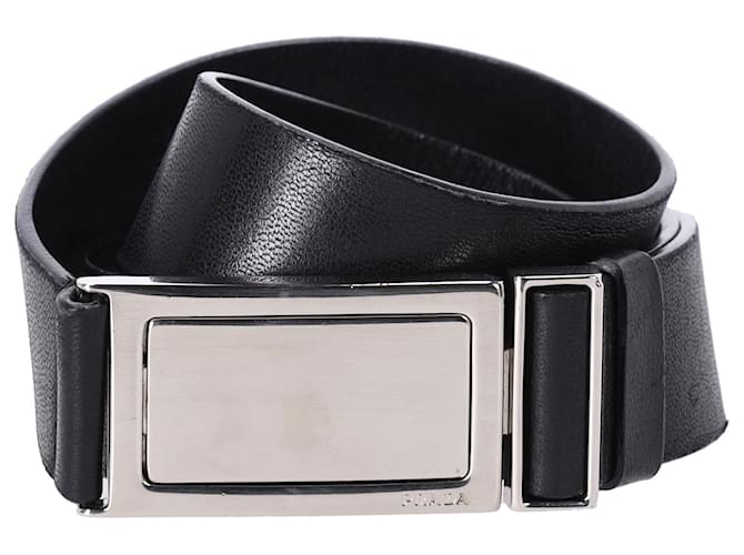 Prada Square Buckle Belt in Black Leather  ref.1292313