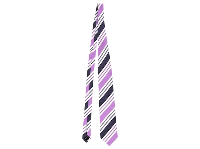 Ermenegildo Zegna gestreifte Krawatte aus violetter Seide Lila  ref.1292316