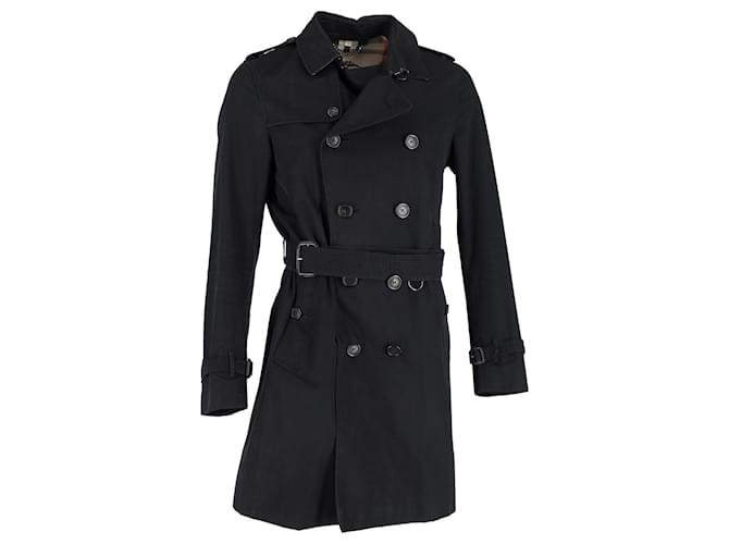 Trench-coat à boutonnage doublé Burberry en coton noir  ref.1292318