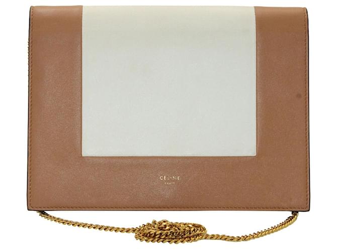Céline Celine Medium Frame Bag in Brown and Cream Leather  ref.1292320
