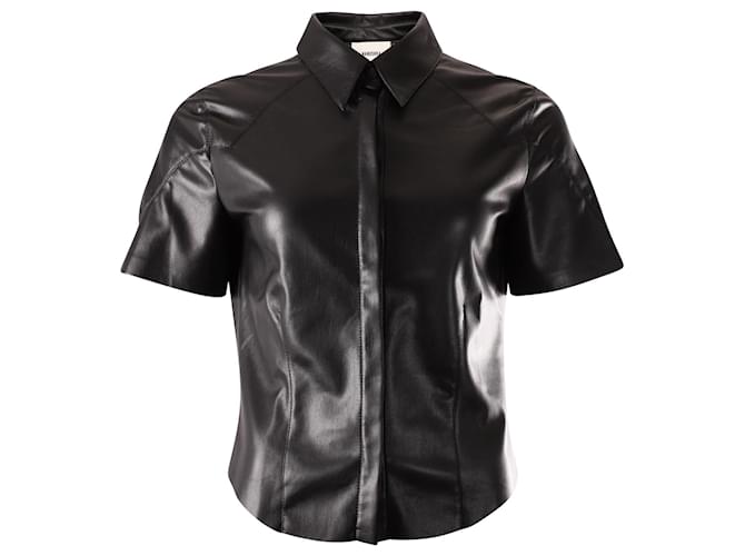 Camisa con cuello oculto y botones Nanushka en cuero vegano negro  ref.1292328