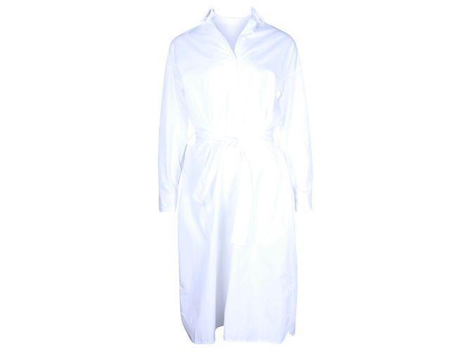 Hermès Abito camicia Hermes con cintura in cotone bianco