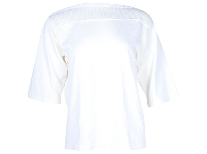 Hermès Top de malha Hermes em algodão creme e viscose Branco Cru