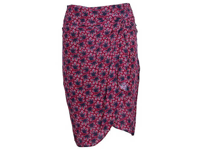 Saia Wrap-Effect Isabel Marant em Seda Vermelha