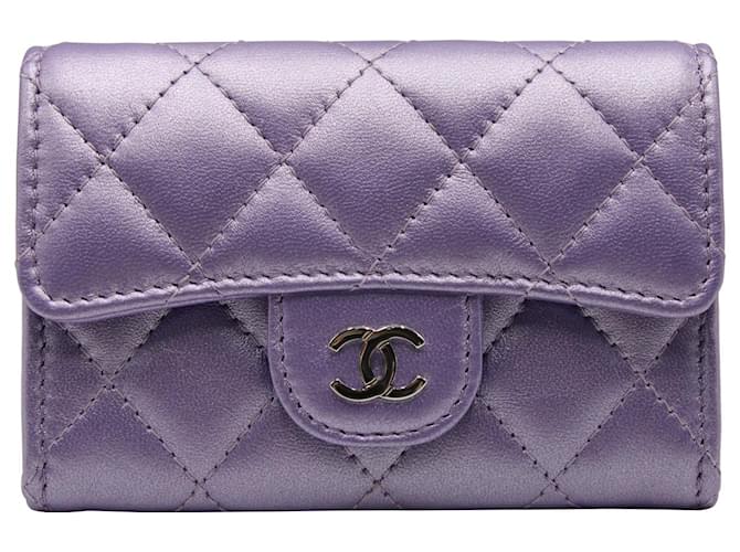 Chanel Iridescent Classic Flap Card Holder in Purple calf leather Leather Pony-style calfskin  ref.1292356