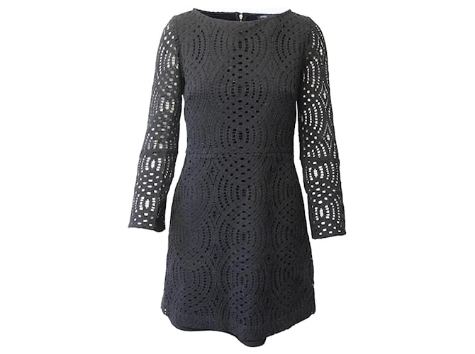 Maje Cutout Lace Mini Dress in Black Cotton  ref.1292359