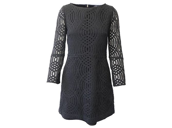 Miniabito Maje in pizzo ritagliato in cotone nero