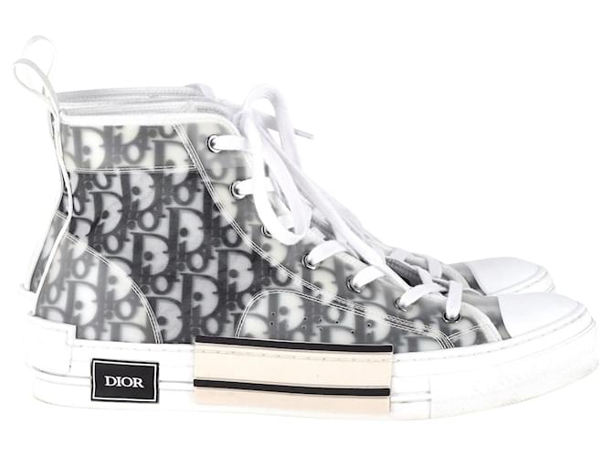 Dior B23 High-Top Sneakers in White Rubber Cloth  ref.1292363