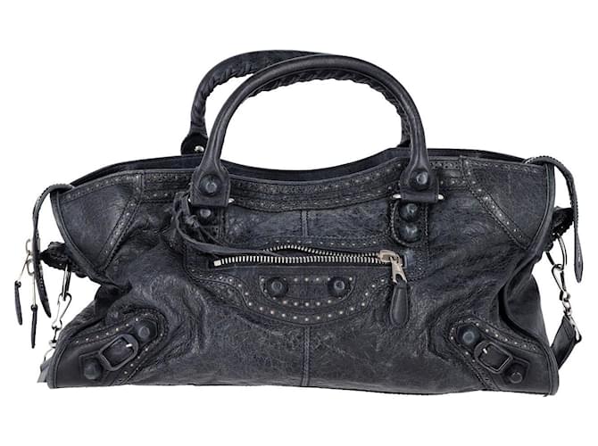 Balenciaga Neo Cagole City Brogues Tote Bag in Black Lambskin Leather  ref.1292371