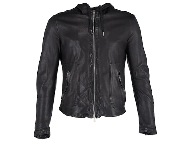 Dolce & Gabbana Hooded Jacket in Black Leather  ref.1292382