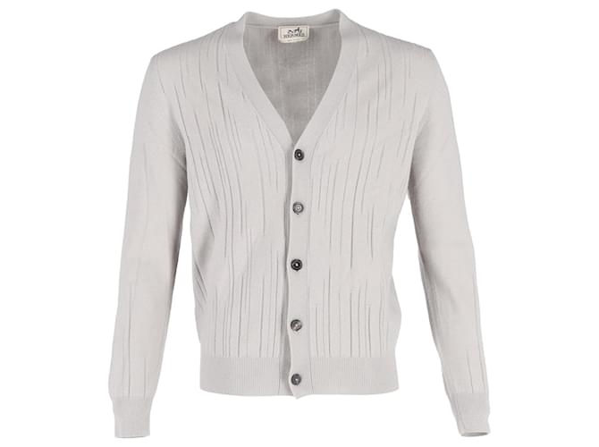 Hermès Hermes Cardigan abotoado em algodão cinza  ref.1292383