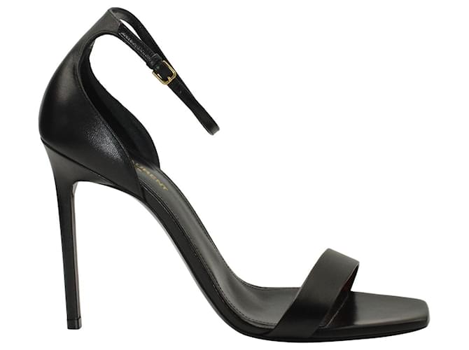 Saint Laurent Amber Ankle Strap 105 Sandals in Black Leather  ref.1292394
