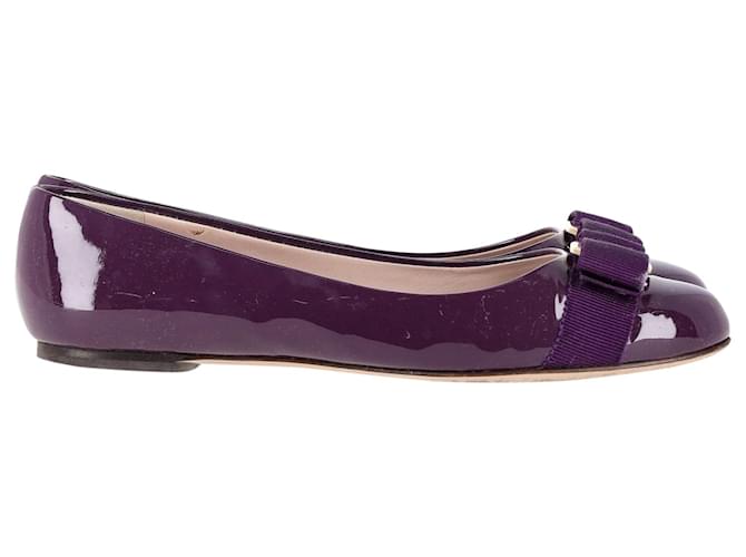 Salvatore Ferragamo Varina Ballet Flats in Purple Patent Leather  ref.1292395