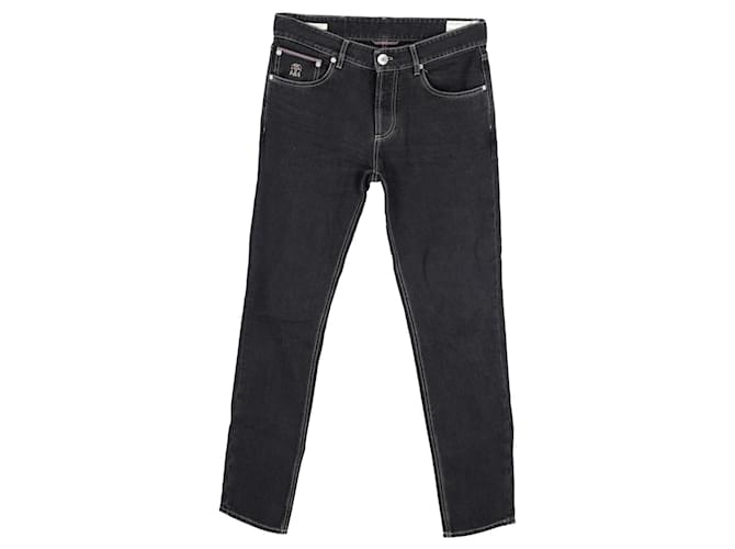 Brunello Cucinelli Skinny Fit-Jeans aus schwarzer Baumwolle  ref.1292396