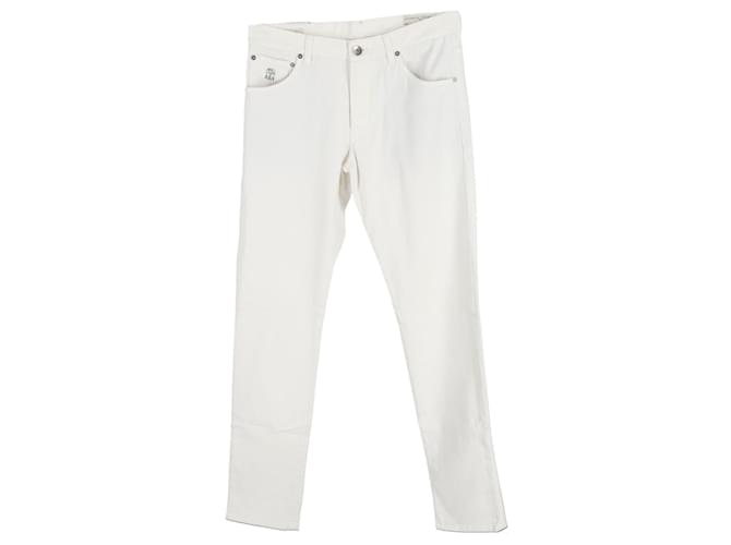 Brunello Cucinelli Skinny Fit Jeans in White Cotton  ref.1292398