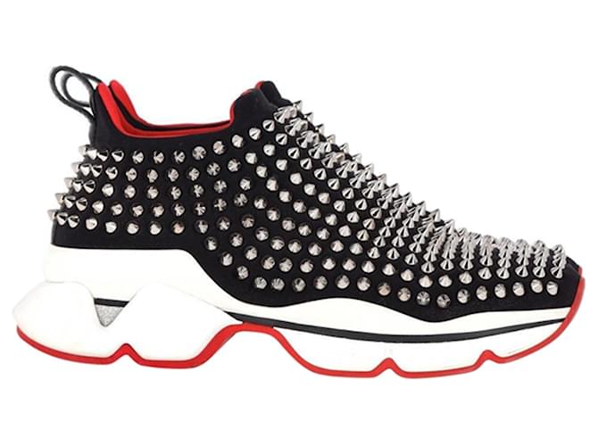 Christian Louboutin Spike Sock Slip-On Platform Sneakers in Black Neoprene  Synthetic  ref.1292412