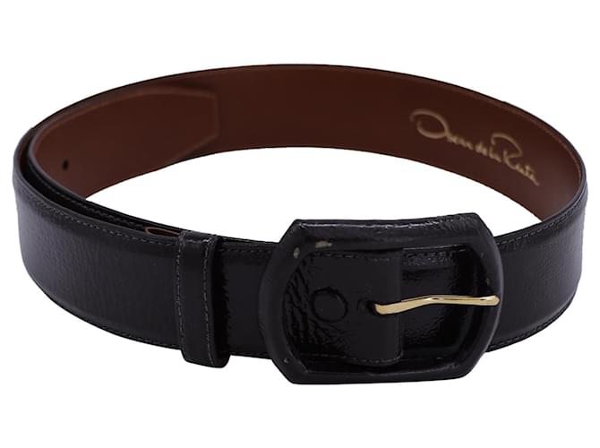Cintura con fibbia Oscar de la Renta in pelle nera Nero Vitello simile a un vitello  ref.1292413