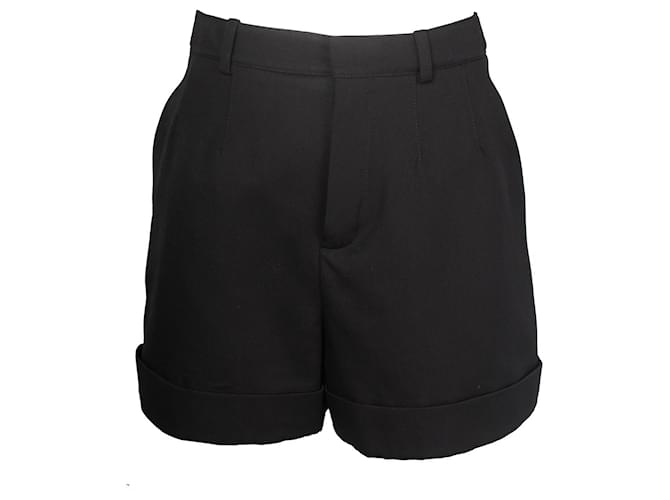 Saint Laurent Mini Shorts Sob Medida em Lã Preta Preto  ref.1292416