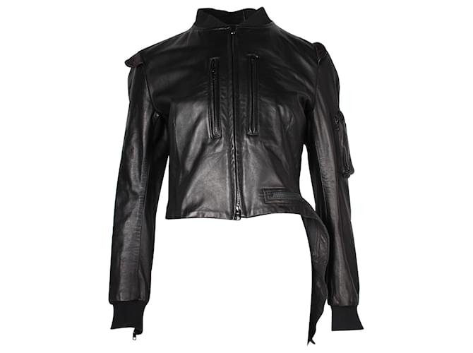 Yohji Yamamoto Asymmetric Hem Jacket in Black Leather  ref.1292421