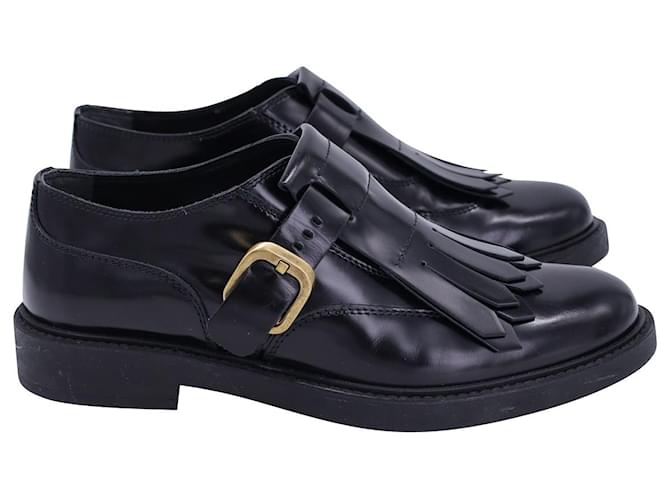 Zapatos Monk con tiras de Tod's en piel negra Negro Cuero  ref.1292426