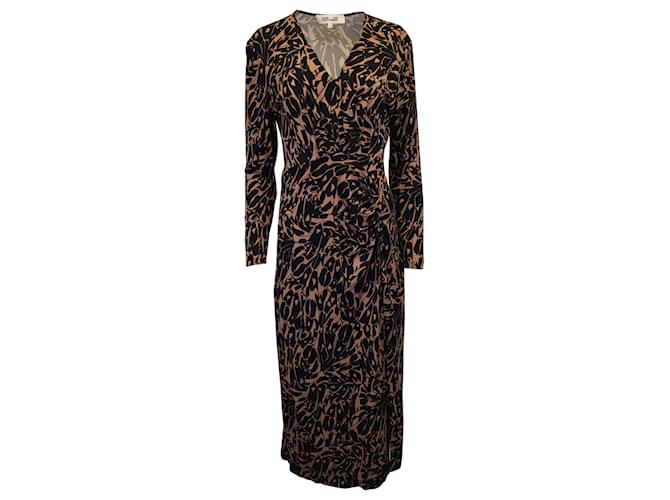Diane von Furstenberg Midi Wrap Dress in Brown Silk  ref.1292434