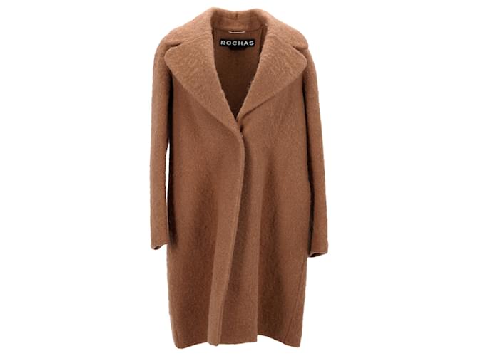 Rochas Overcoat in Brown Mohair and Wool  ref.1292446