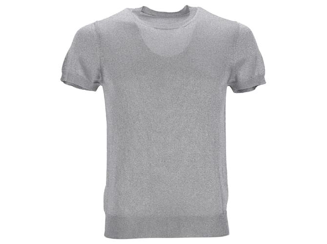 Dsquared2 T-shirt en maille côtelée métallisée en polyester argenté  ref.1292457