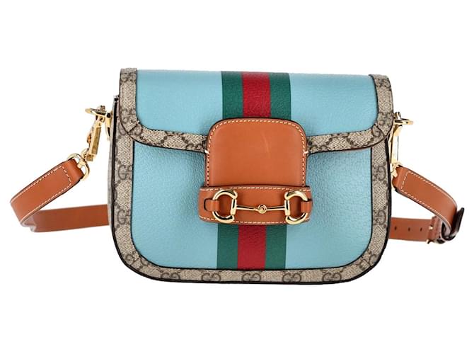 Gucci Year of the Rabbit Horsebit 1955 Mini Bag in Brown GG Supreme Canvas and Multicolor Leather Cloth  ref.1292473