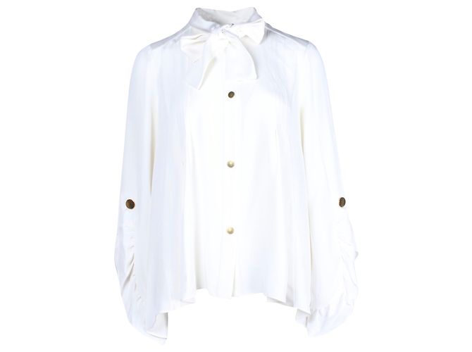 Camisa Peter Pilotto com botões e gola em seda creme