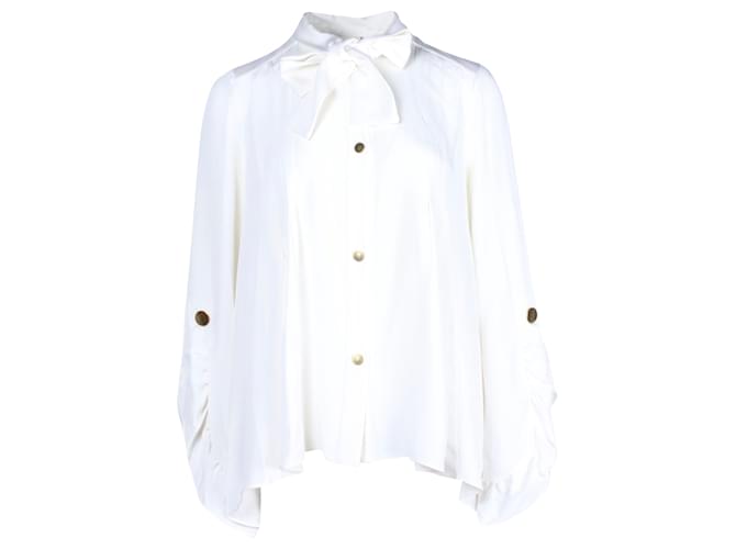 Camicia abbottonata con collo annodato Peter Pilotto in seta color crema Bianco Crudo  ref.1292476