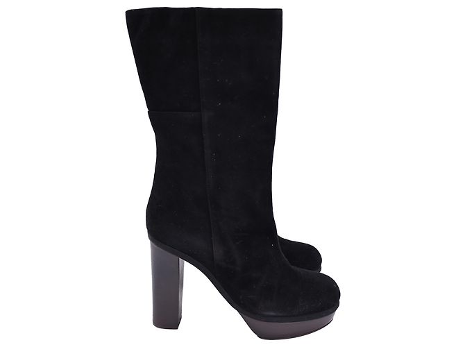 Marni Bottes à Talons Mi-Mollets en Daim Noir