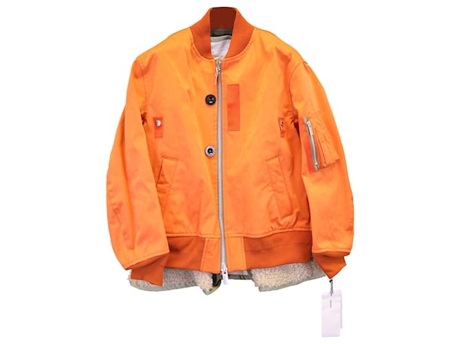 Sacai Layered Faux-Suede Bomber Jacket in Orange Polyester  ref.1292481