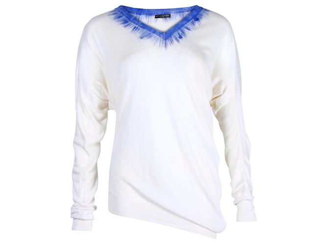 Alexander McQueen V-neck Sweater in Cream Cashmere White Wool  ref.1292484
