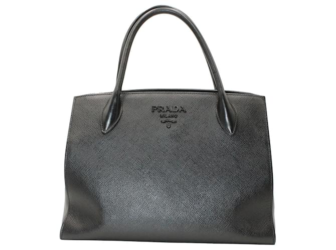 Prada Small Monochrome Tote Bag in Black Saffiano Leather  ref.1292491