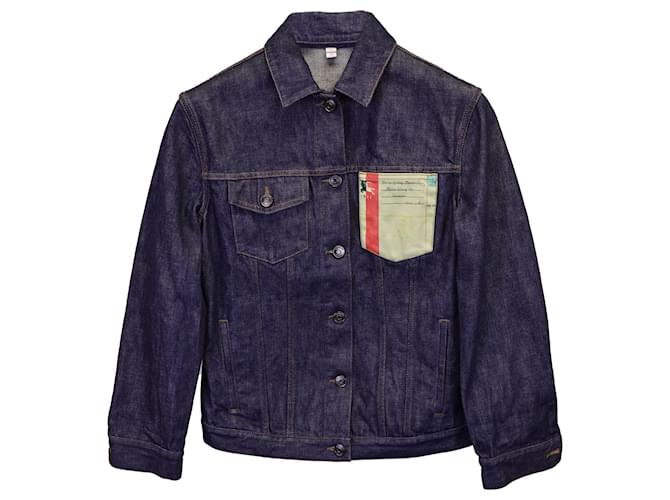 Jaqueta jeans com motivo de cartão postal Burberry em algodão azul  ref.1292496