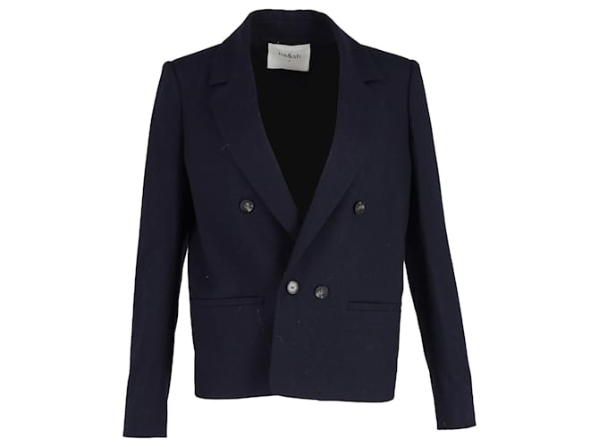 Ba&Sh Double-Breasted Coat in Navy Blue Viscose Polyester  ref.1292525