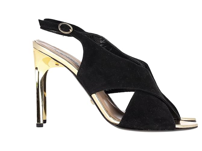 Diane Von Furstenberg Cross Strap High Heel Sandals in Black Suede  ref.1292527