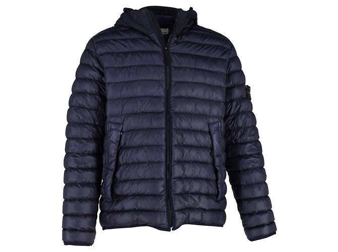 Stone Island Garment Dyed Down Jacket in Navy Blue Polyamide
