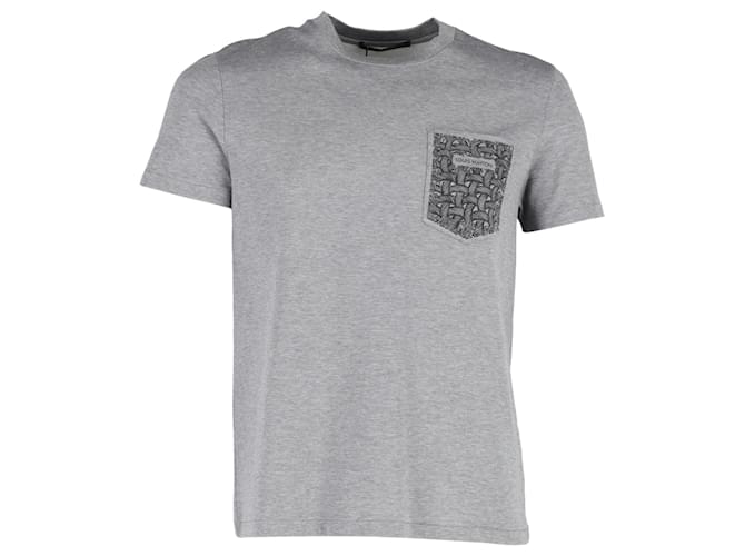 Camiseta con detalle de bolsillo Louis Vuitton en algodón gris  ref.1292535