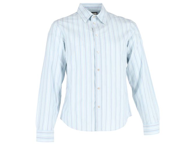 Gucci gestreiftes Button-Up-Hemd aus hellblauer Baumwolle