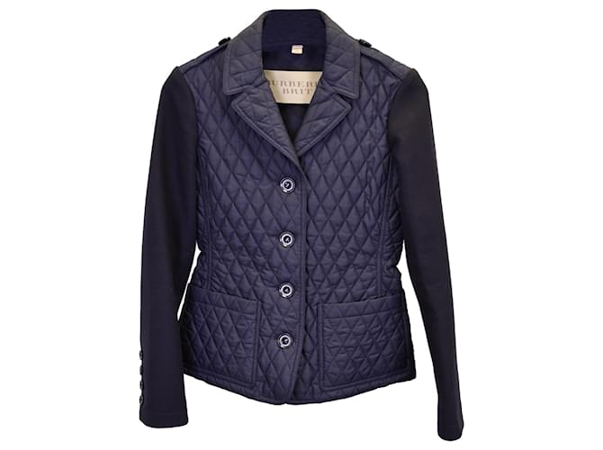 Burberry Brit Quilted Jacket in Navy Blue Polyester and Wool  ref.1292546