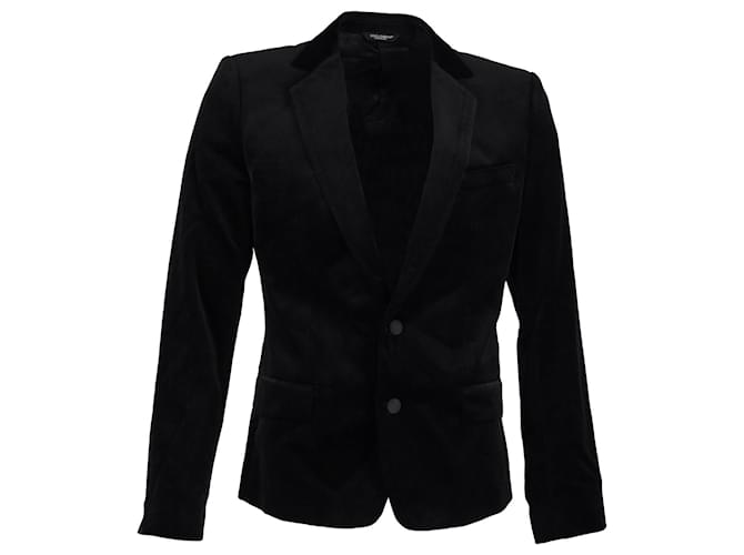 Dolce & Gabbana Velvet Single-Breasted Jacket in Black Polyester  ref.1292547