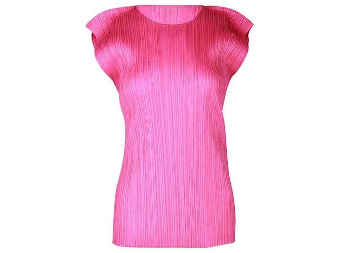 Pleats Please Issey Miyake Monthly Colors July T-Shirt in Pink Polyester  ref.1292557