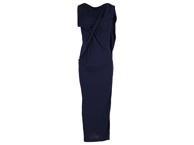Peter Pilotto Draped Sleeveless Gown in Navy Blue Cotton  ref.1292561