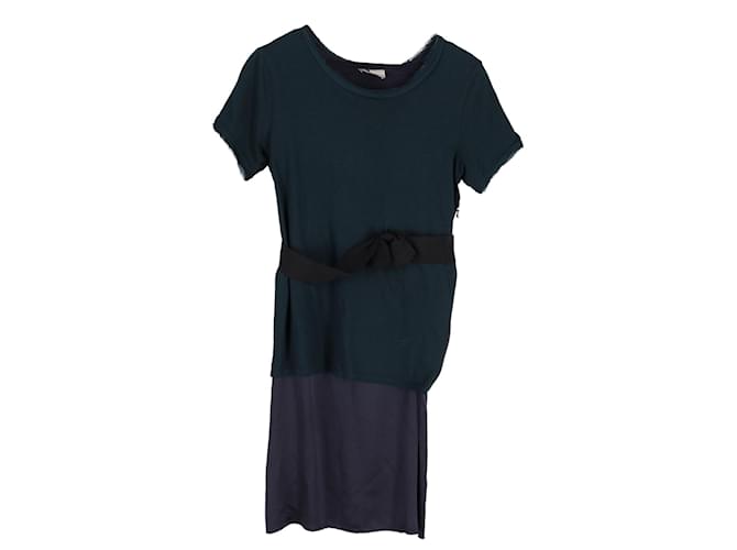 Lanvin Bow-Detail Belted Shift Dress in Green Cotton  ref.1292564