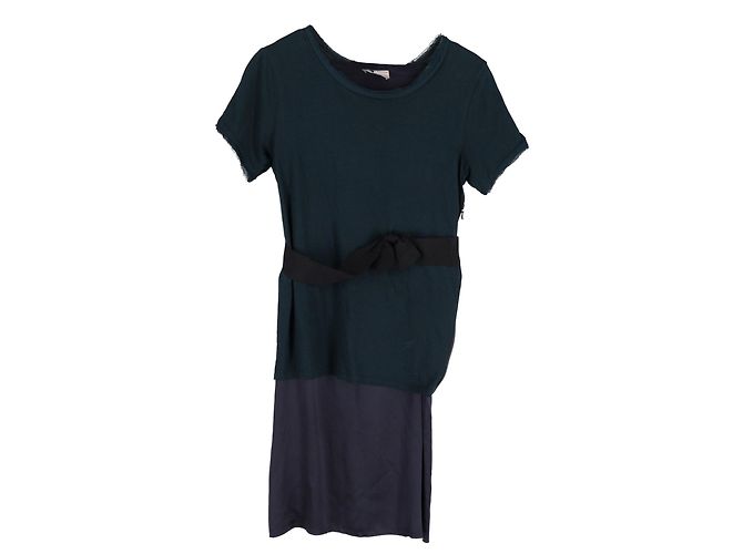Vestido Shift com cinto e detalhe de laço Lanvin em algodão verde