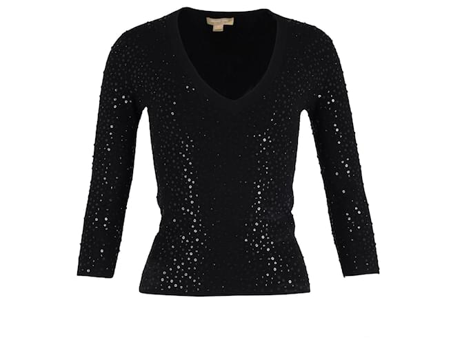 Michael Kors Collection Sequined Jumper in Black Viscose Polyester  ref.1292569